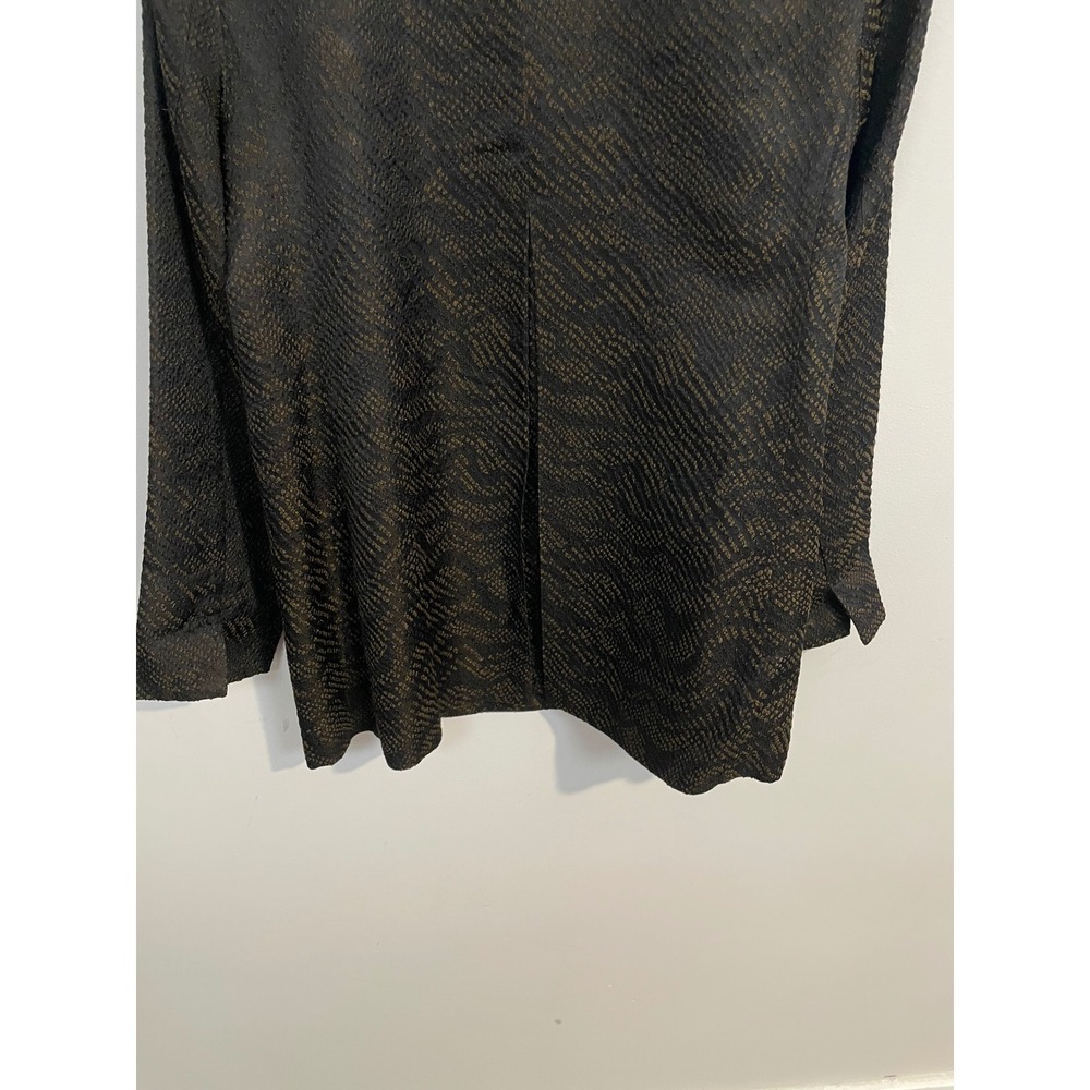 Eileen Fisher Silk Blend Jacquard Wave Jacket Black/Brown Medium Petite - Picture 8 of 11